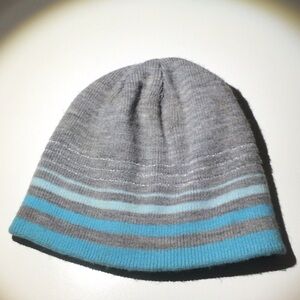 Kids Gray and Blue Beanie, Reversible